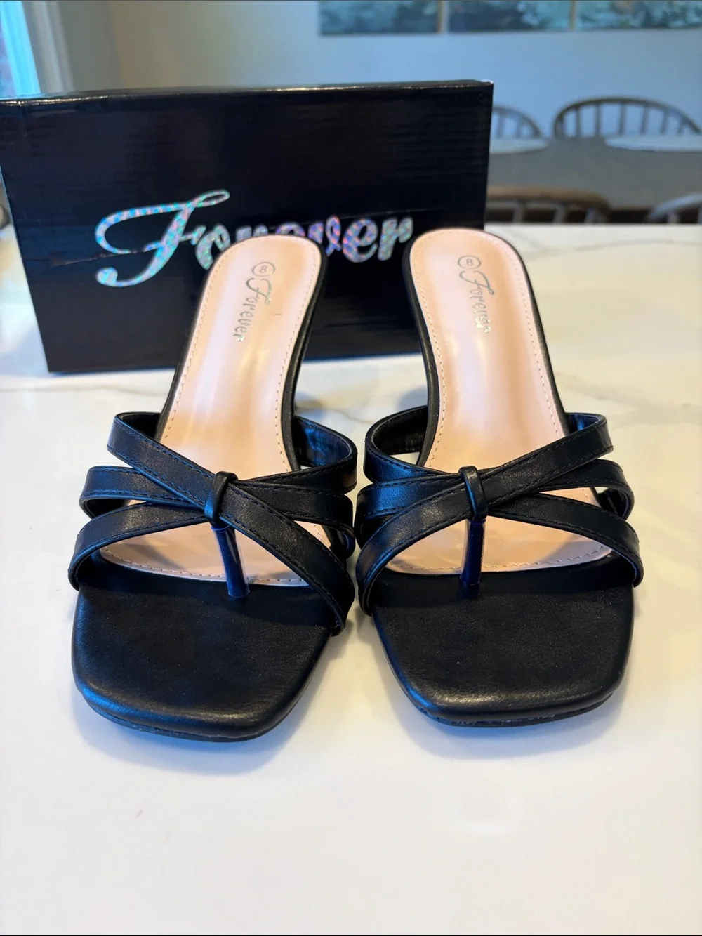 Forever Black Kitten Heel - size 8